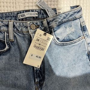 Zara high waist slim jeans with slits